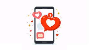 phone with hearts coming out