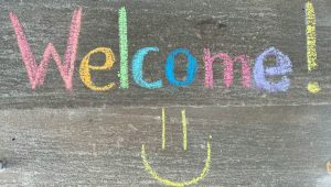 Welcome in chalk on board