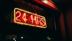24 hour neon sign