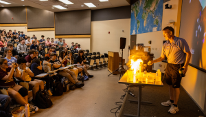 Prof K doing fiery demonstration