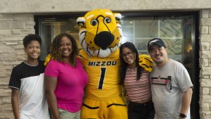 Truman Tiger hanging with friends in Student Center